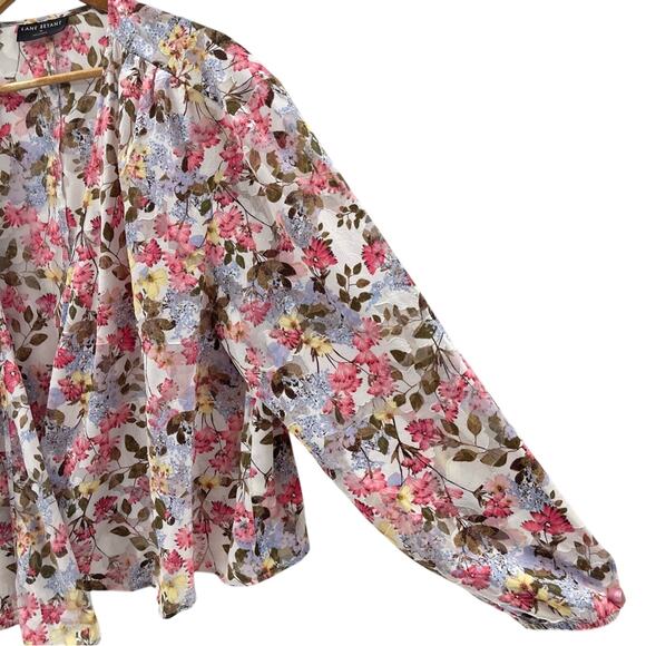 Lane Bryant Floral Semi Sheer Pastel Garden Spring Wrap Floral Blouse Wrap 18 - Picture 5 of 11